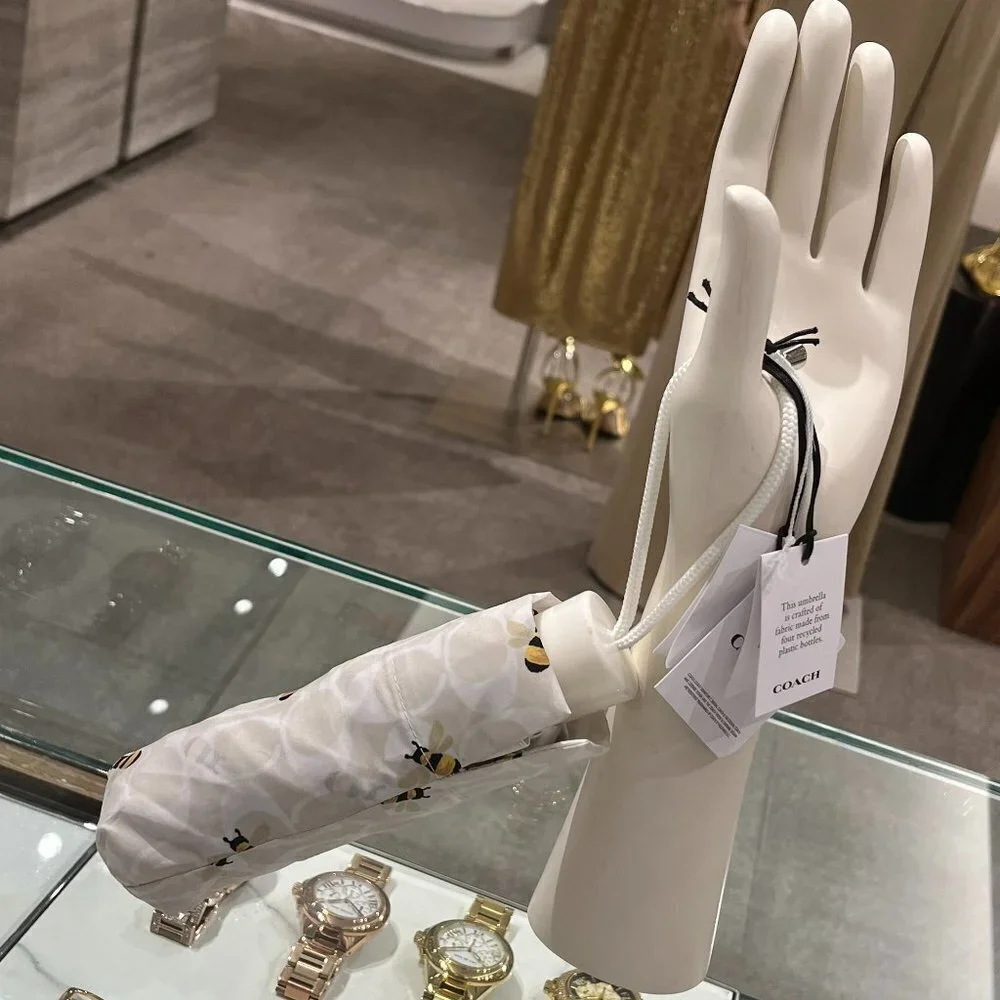 Coach Outlet Umbrella In Signature Bee Print - Picture 2 of 10